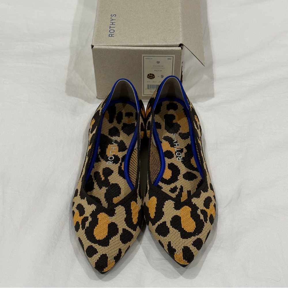 Rothy’s pointy toe big cat flat size 9 original box like new!
